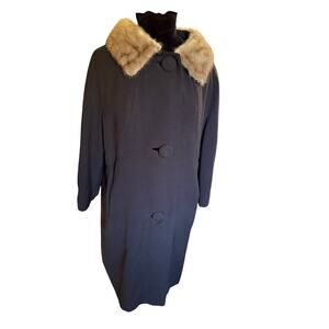Vintage 60’s Union Made Stylecraft Fashions Black Brown Mink Fur Collar Coat Med